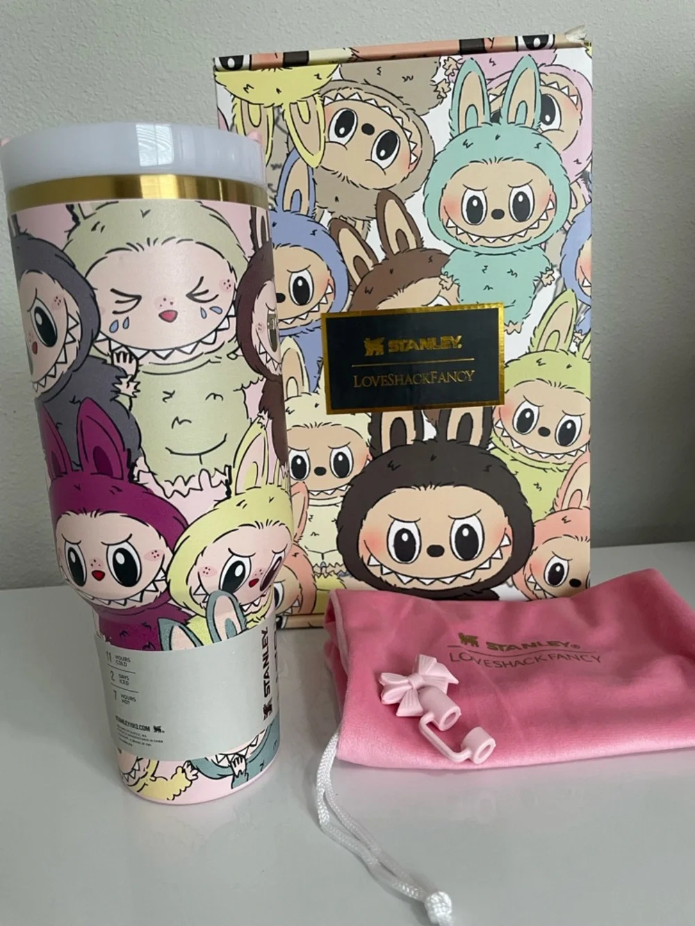 Stanley Pink Patterned Loveshackfancy Quencher Tumbler with Handle - Picture 2 of 6